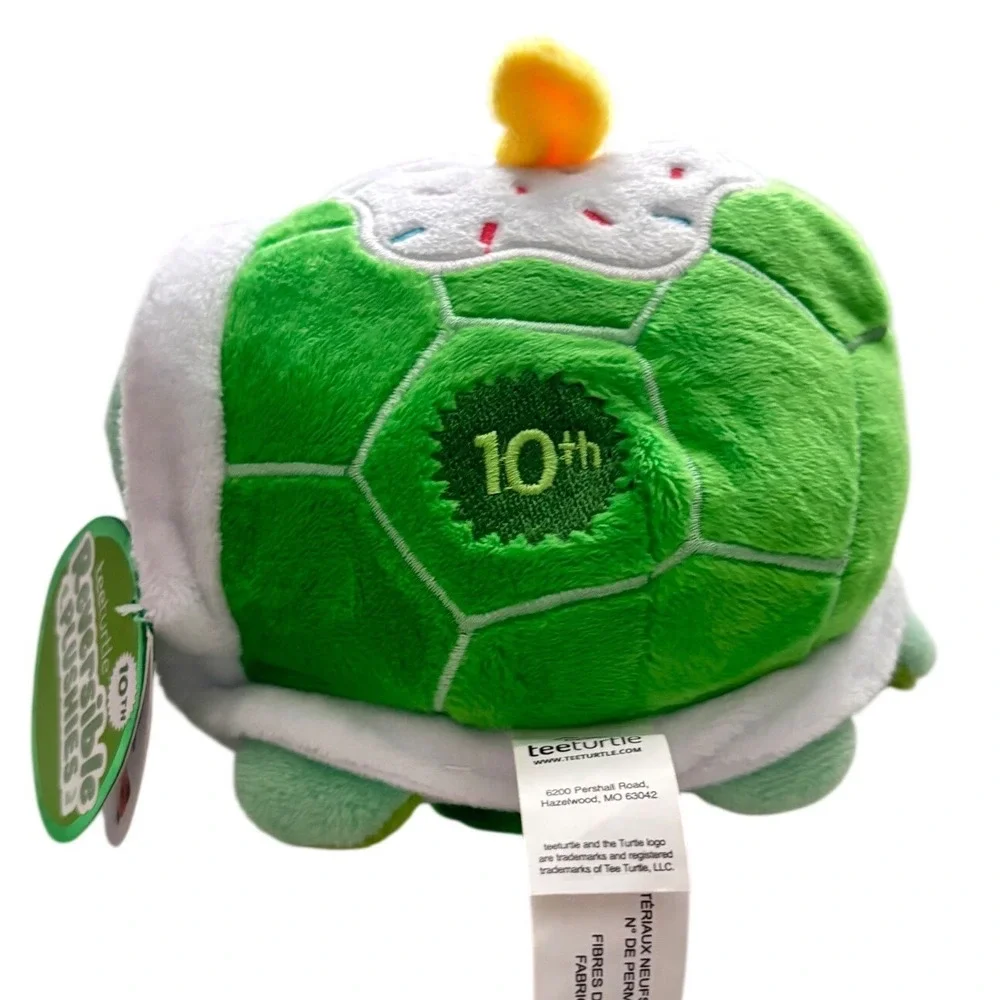 Reversible Green Turtle Plushie Angry/Happy 5 inch Sensory Fidget
